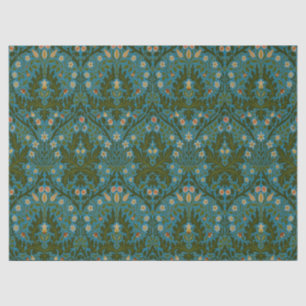 Vintage Green Blue William Morris Autumn Flowers Tissue Paper