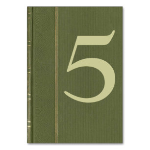 Vintage Green Book Table Number Card