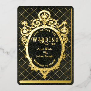 Vintage Green Bookish Ornate Frame Wedding Gold