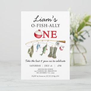 Vintage Green Boots O-Fish-Ally One 1st Birthday  Invitation