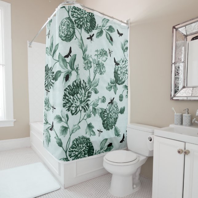 Vintage Green Botanical & Bugs Floral Toile (In Situ)
