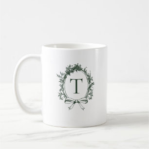Vintage Green Botanical Monogram Coffee Mug