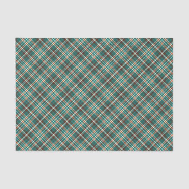 Vintage Green Brown Orange Plaid Tissue Paper (Front)