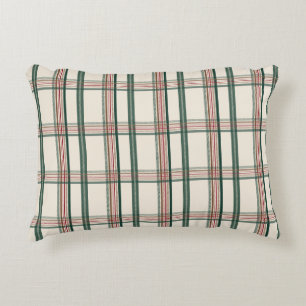 Vintage Green Brown Plaid Aesthetic Accent Pillow
