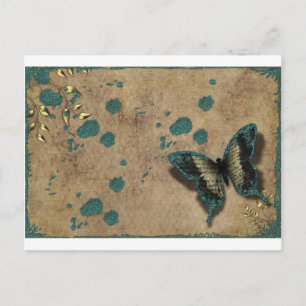 Vintage Green Butterfly Postcard