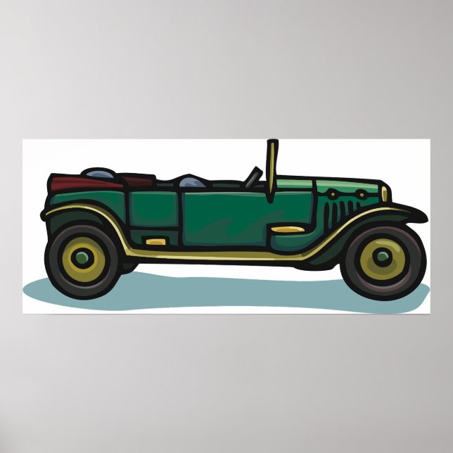 Vintage Green Car Poster (Front)
