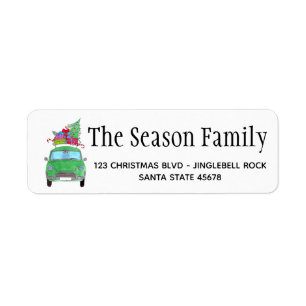 Vintage Green Car with Christmas Gifts