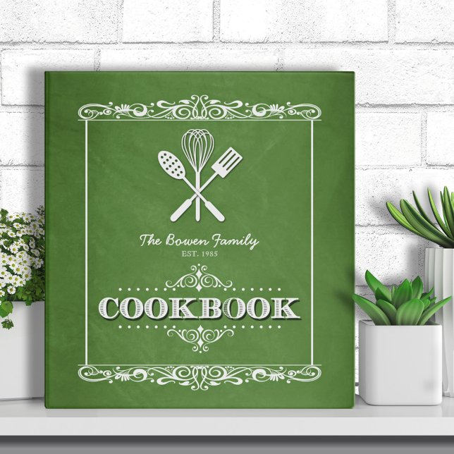 Vintage Green Chalkboard Family Cookbook Binder (Creator Uploaded)