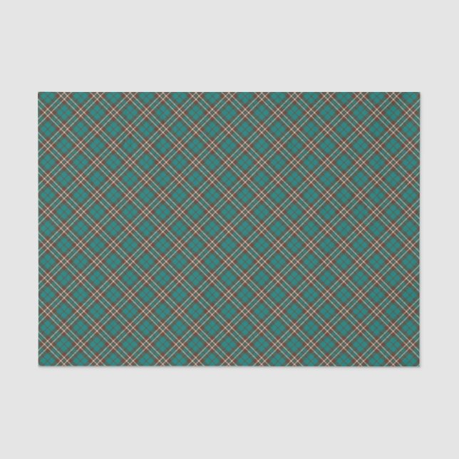 Vintage Green Chequered Plaid Tissue Paper (Front)
