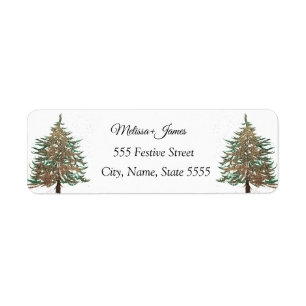 Vintage Green Christmas Tree Festive Wedding Label