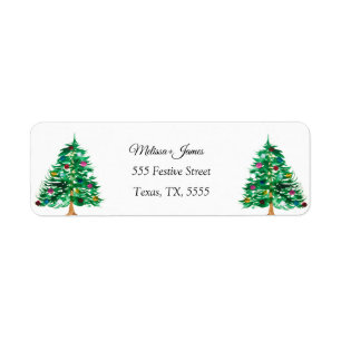 Vintage Green Christmas Tree Festive Wedding Label
