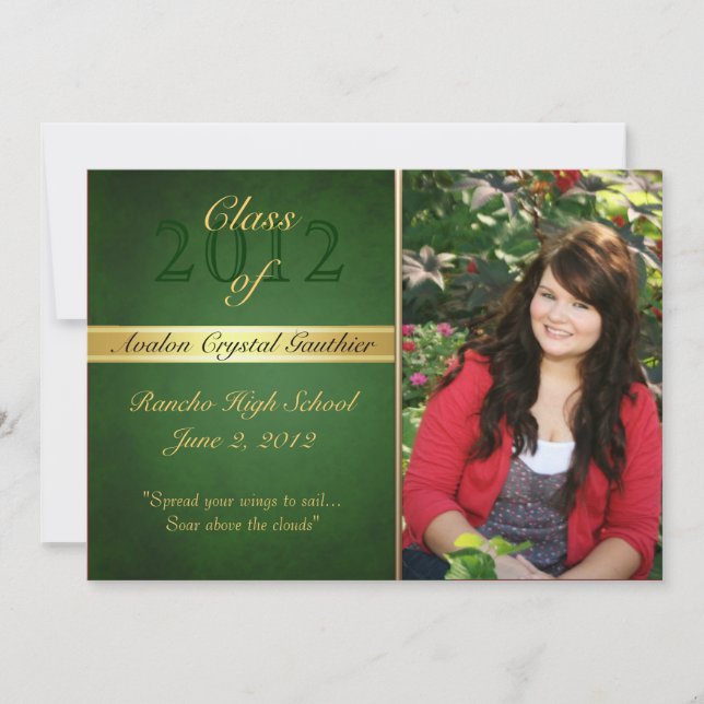 Vintage Green Class Of  Graduation Invitations (Front)
