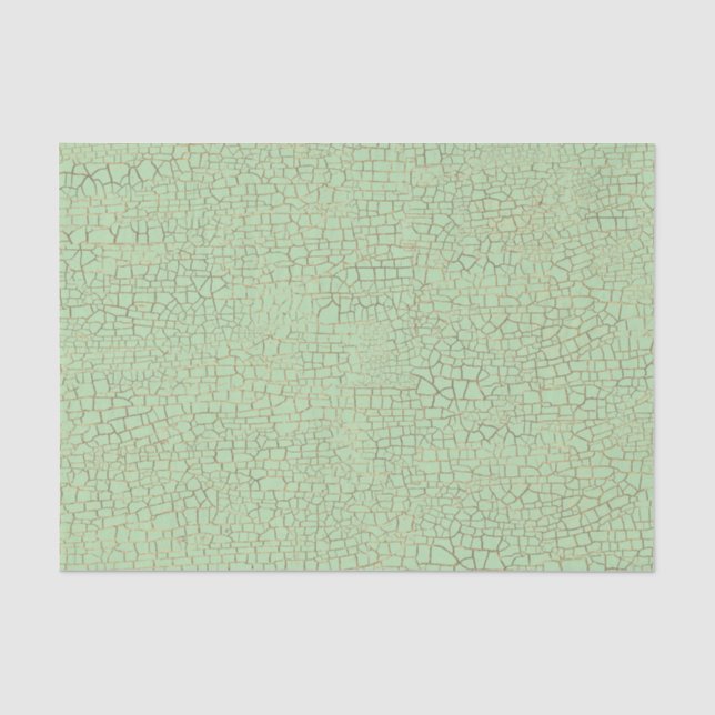 Vintage Green Crackle Texture Decoupage Tissue Paper (Front)