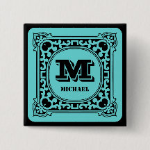 Vintage green decorative alphabet name monogram 