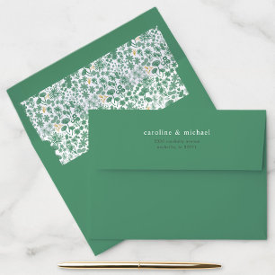 Vintage Green Ditzy Floral Return Address Envelope