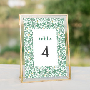 Vintage Green Ditzy Floral Wedding Table Numbers