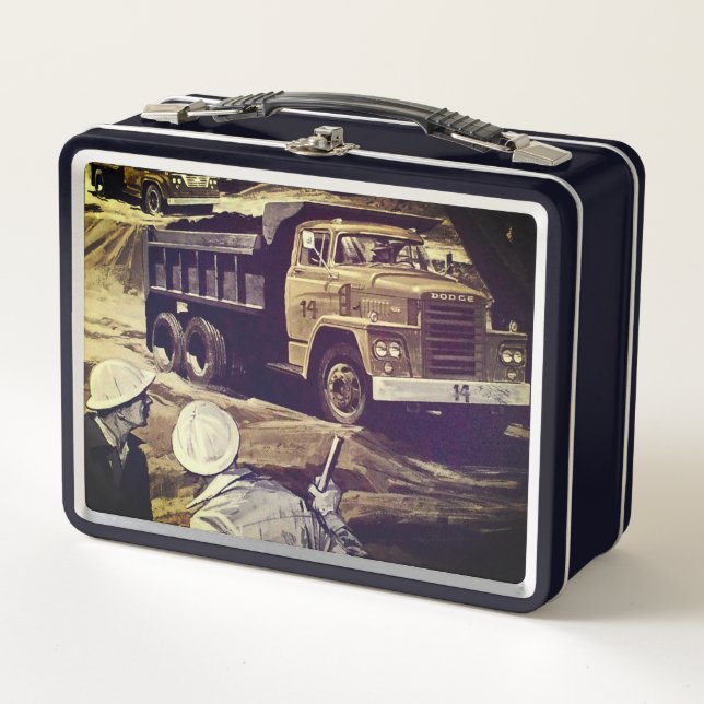 Vintage Green Dump Truck Lunchbox (Front)