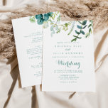 Vintage Green Eucalyptus Front & Back Wedding  Invitation<br><div class="desc">This vintage green eucalyptus front and back wedding invitation is perfect for a rustic wedding. The design features hand-painted watercolor green,  navy leaves and flowers neatly arranged into bouquets.

Save paper by including more details on the back of the invitation instead of on a separate enclosure card.</div>
