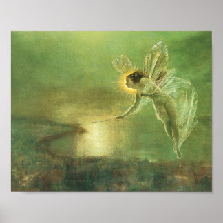 Vintage Green Fairy - Spirit of the Night by John  Poster