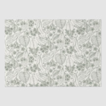 Vintage Green Fall Floral Decoupage Tissue Paper
