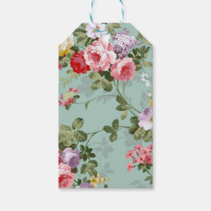 Vintage Green Floral Design  Gift Tags