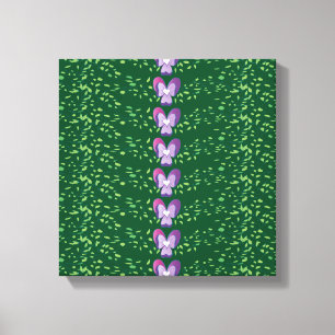 Vintage Green Floral Violets wallpaper pattern Canvas Print