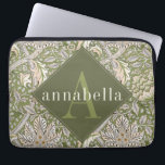 Vintage Green Floral William Morris Monogram Laptop Sleeve<br><div class="desc">This simple yet elegant design features a dark,  elegant William Morris inspired floral pattern in sage green,  cream,  and gold. Keep your laptop or tablet protected with style. Add a name to personalize it. Makes a great Christmas or Mother's Day gift. Created by Simply Farmhouse Press.</div>