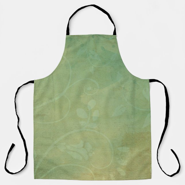 Vintage green flourish texture apron (Front)