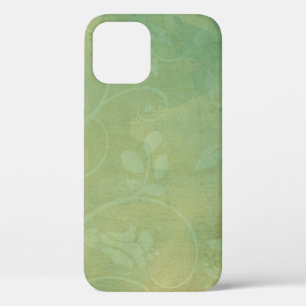 Vintage green flourish texture iPhone 12 case