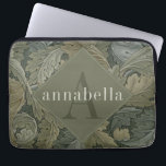 Vintage Green Foliage William Morris Monogram Laptop Sleeve<br><div class="desc">This simple yet elegant design features a dark,  elegant William Morris inspired floral pattern in sage green shades. Keep your laptop or tablet protected with style. Add a name to personalize it. Makes a great Christmas or Mother's Day gift. Created by Simply Farmhouse Press.</div>