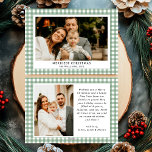 Vintage Green Gingham Plaid Photo Christmas Holiday Card<br><div class="desc">Send warm wishes this holiday season with the Vintage Green Gingham Plaid Photo Merriest Christmas Holiday Card. Featuring a charming green gingham plaid pattern paired with your favourite family photo, this card blends timeless elegance with festive cheer. Perfect for spreading holiday joy to friends and family, it captures the cozy...</div>