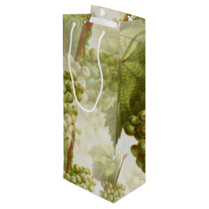 Vintage Green Grapes & Leaves Pattern Wine Gift Bag