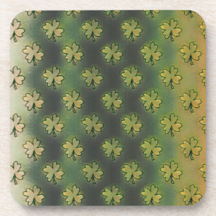 Vintage Green, grey and orange shamrock St Patrick Coaster