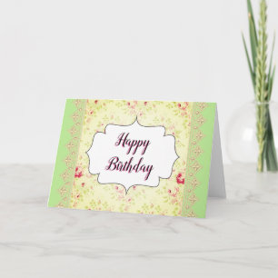 Vintage Green Happy Birthday Greeting Card