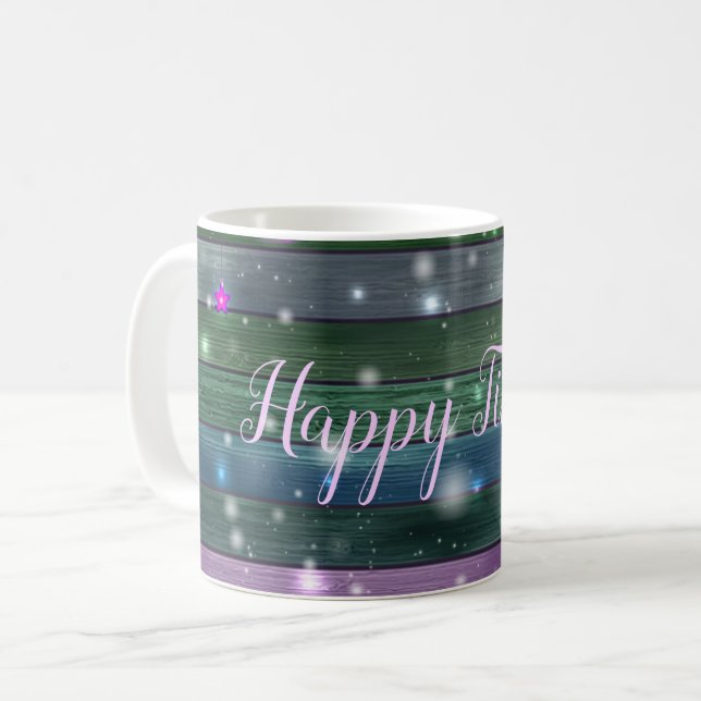 Vintage Green Happy Time Coffee Mug (Front Left)