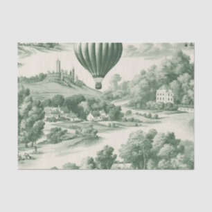 Vintage Green Hot Air Balloon Toile Pattern Tissue Paper