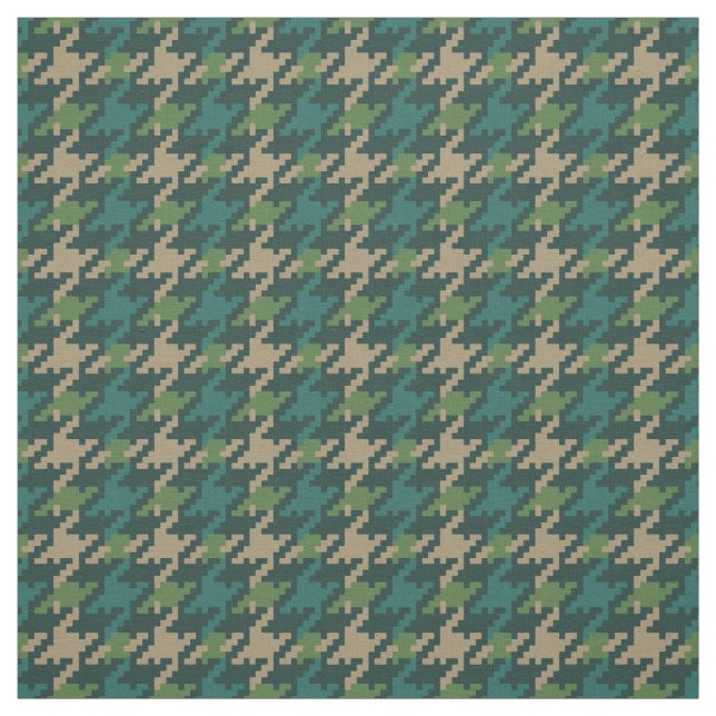 Vintage green houndstooth plaid pattern fabric (Swatch)