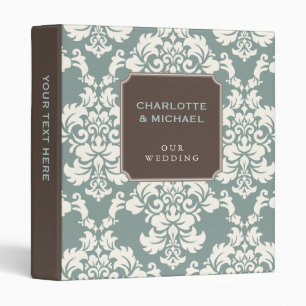 Vintage Green & Ivory Damask Personalized Binder