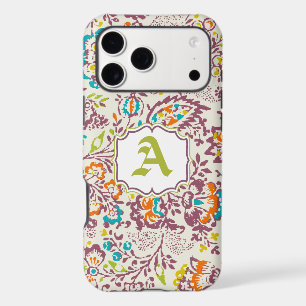 Vintage Green Ivory Plum Damask Personalize iPhone