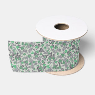 Vintage Green Ivy Vines Growing on Trellis Satin Ribbon