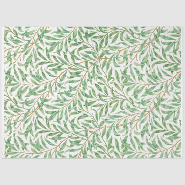 Vintage Green Leaves Pattern Ephemera Decoupage Tissue Paper (Front)