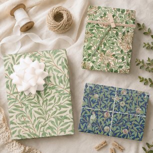 Vintage Green Leaves William Morris Patterns Wrapping Paper Sheet