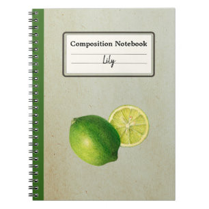 Vintage Green Lemon Illustration Personalized Comp Notebook