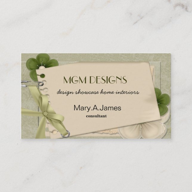 vintage green lime  Business Cards (Front)