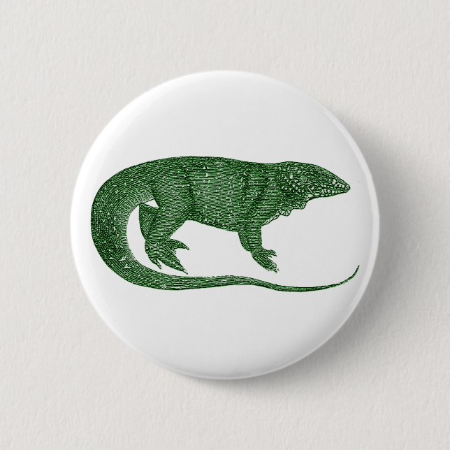 Vintage Green Lizard 2 Inch Round Button (Front)
