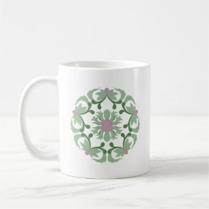 vintage green lotus pattern coffee mug