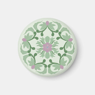 vintage green lotus pattern magnet