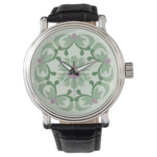 vintage green lotus pattern watch