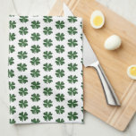 Vintage green lucky clover pattern kitchen towel<br><div class="desc">Vintage green lucky clover pattern kitchen towel design. Personalized gift idea for St Patricks Day and more. Irish pride.</div>