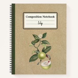 Vintage Green Mangosteen Personalized Composition Notebook
